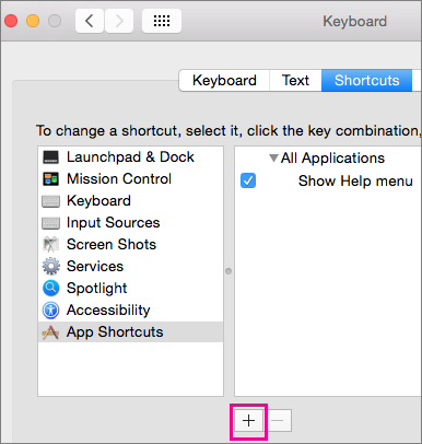 Office 2016 for Mac custom keyboard shortcut