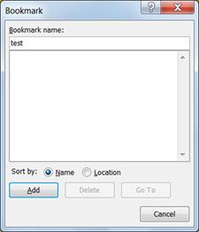 Bookmark dialog in Publisher 2010