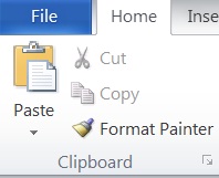 Clipboard group on the Home tab in Word