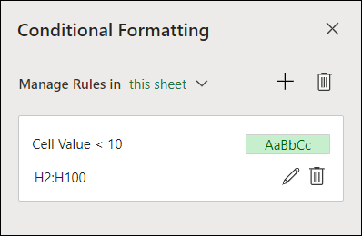 Image showing step 2 of editing a Conditional Formatting rule 
