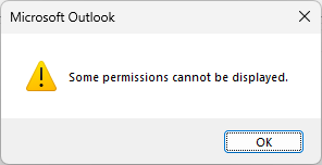Outlook Shared Calendar permissions error