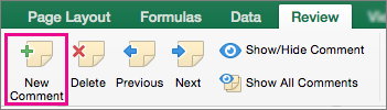On the Review tab, select New Comment