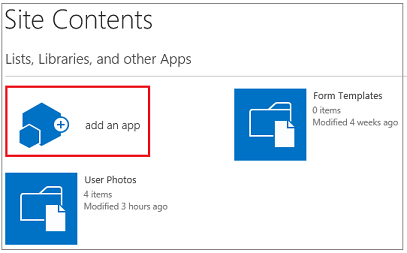 Add an app button on the shared apps page