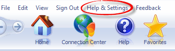 Help & Settings on MSN Explorer ribbon