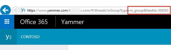 Yammer feed ID in browser