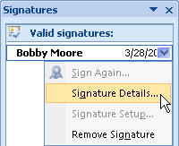 Signatures details