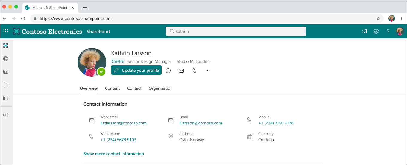 Profile card on SharePoint