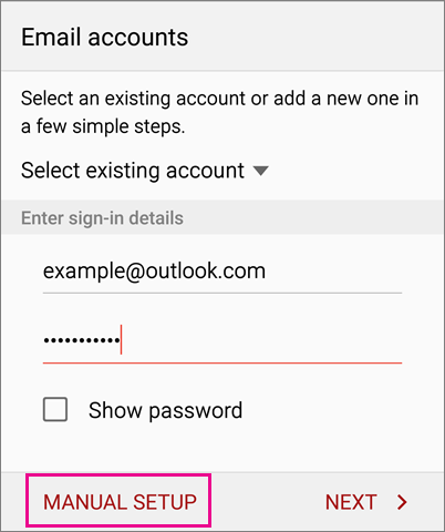 Select Manual Setup