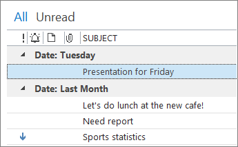 Image showing Subject column in Mail