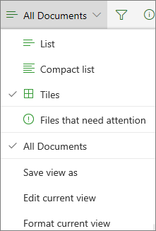 Office 365 Change document library view