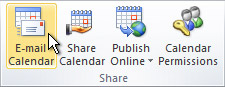 E-mail Calendar command on the ribbon