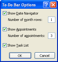 To-Do Bar Options dialog box