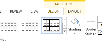 Table Tools tab