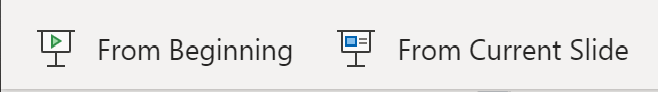 The buttons in PowerPoint for the Web you use to start the presentation.