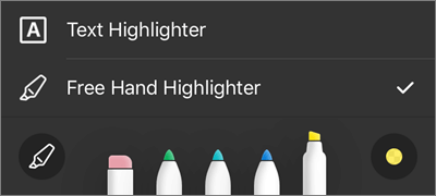 OneDrive for iOS PDF Markup Highlighter settings