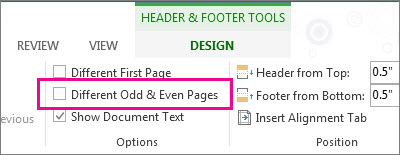 Header and Footer options