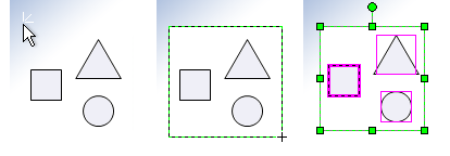 select multiple shapes using the area select tool