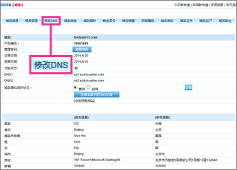 Click "修改域名DNS"