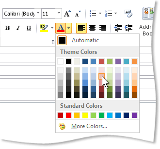 Font Color palette on the ribbon