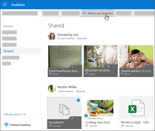 Add shared folder to OneDrive