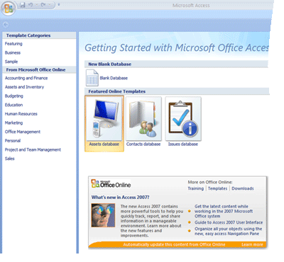 Getting Started with Microsoft Office Access page