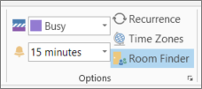 Room Finder button in Outlook 2013