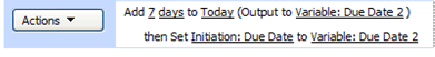 Workflow step set up to use Set Workflow Value action to change initiation form Due Date value