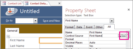 The Build button in the Property Sheet.