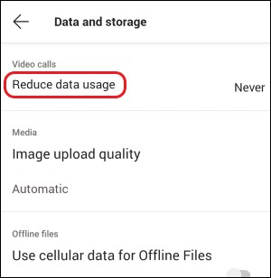 Teams-mobile-reduce data usage setting