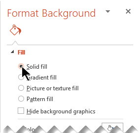 In the Format Background pane, select Solid Fill