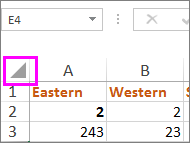 Select all button to select the entire worksheet