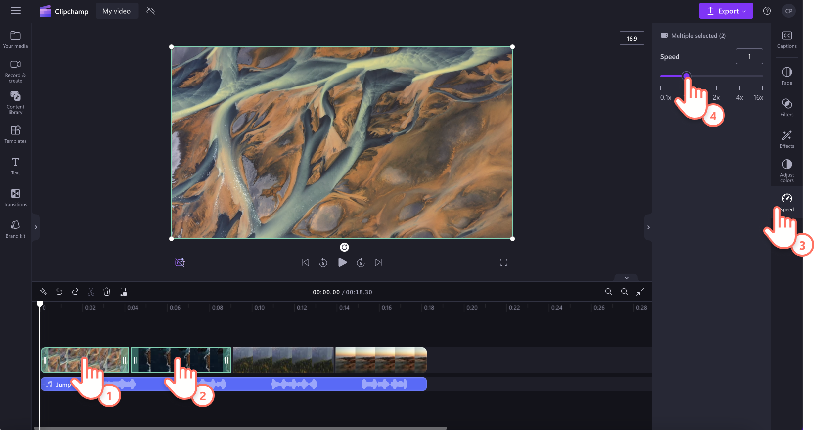 An image of a user adjusting the speed of multiple videos.