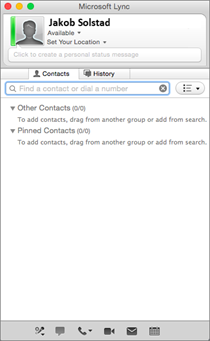 An image of what Lync looks like when you're signed in.