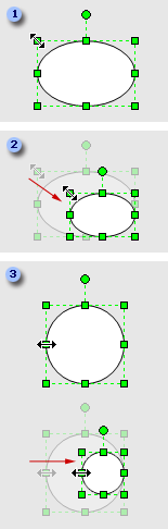 Resizing a shape proportionally by dragging a corner selection handle