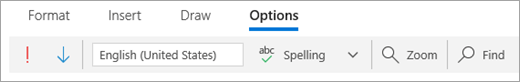 A screenshot of the Options tab