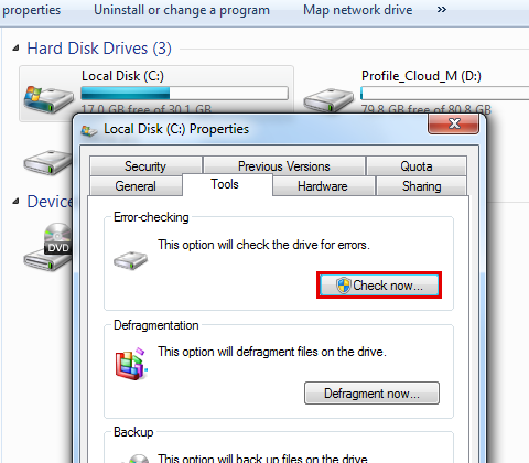 Check your hard disk for errors in Windows 7 - Support