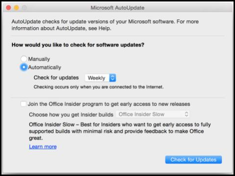 how to check for office for mac updates