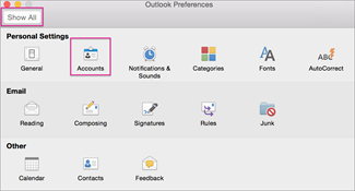 Outlook Preferences box