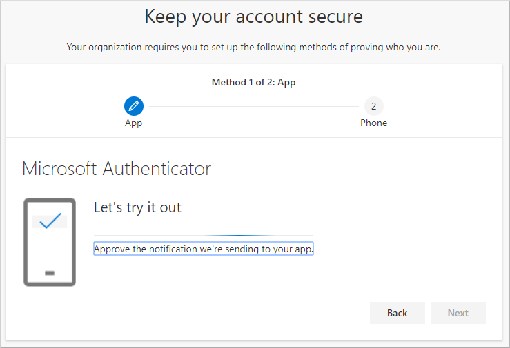 Test your account with the authenticator app