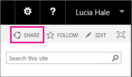 Screenshot of the Share control for sharing a site