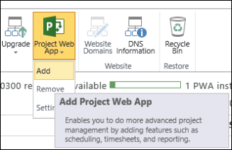 Project Web App > Add