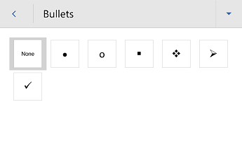 Word for Android bulleted lists menu