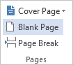 On the INSERT tab, click Blank Page.