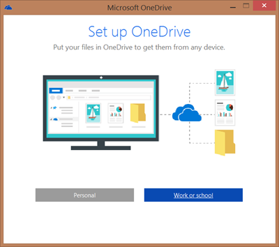 Screenshot of Set Up OneDrive dialog box when setting up OneDrive for Business to sync