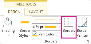 Table Tools Border button
