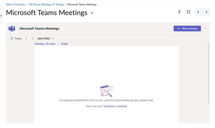 Screenshot of the D2L Brightspace LMS with the Add Activity modal open highlighting adding the Microsoft Teams Meetings activity.