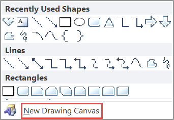 Word 2010 New Drawing Canvas option
