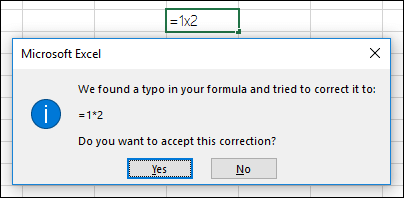 Message box asking to replace x with * for multiplication