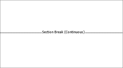 Shows a section break in a document