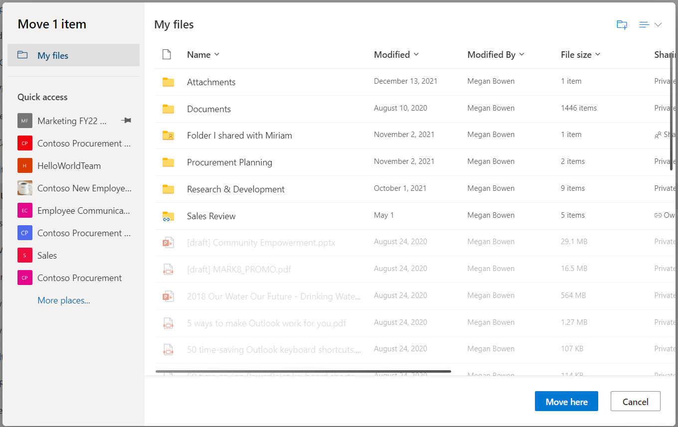 Move files and folders between OneDrive and SharePoint - Microsoft ...